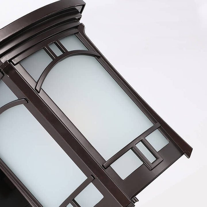 Modern Square Aluminum Glass Carved 1-Light Outdoor Waterproof Wall Sconce Lamp | Kalsten
