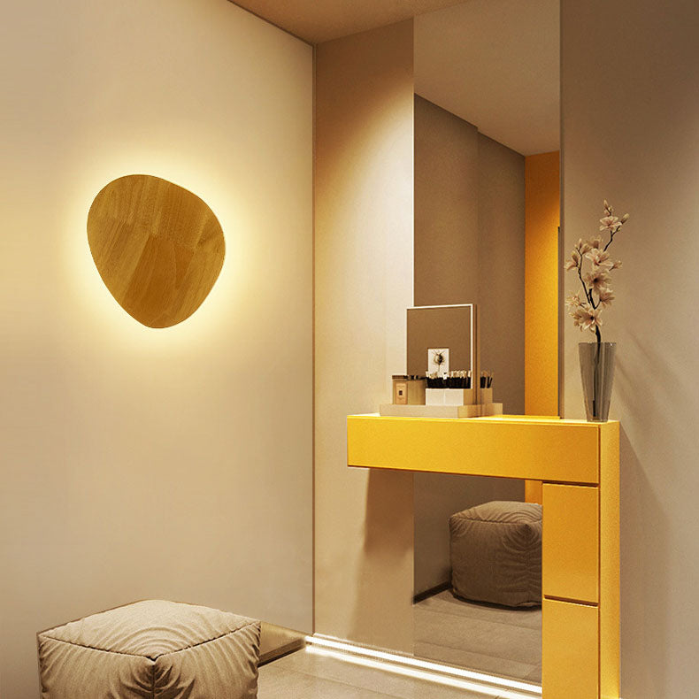 Minimalist Oval Wood LED Wall Lamp – Living Room
