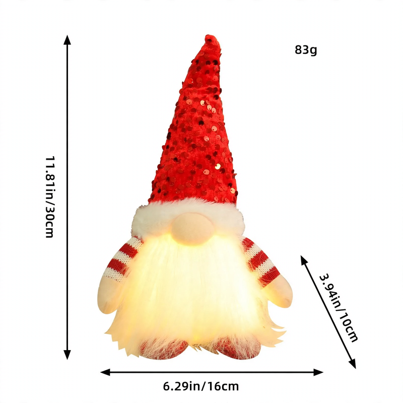 Illuminated Christmas Elf Figure with Sequins