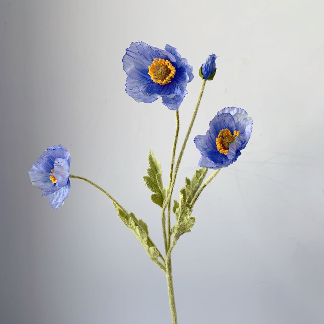 Lifelike Silk Poppy Flower Stem