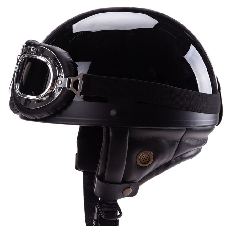 Vintage-Style Open-Face Motorcycle Helmet with Goggles Kalsten