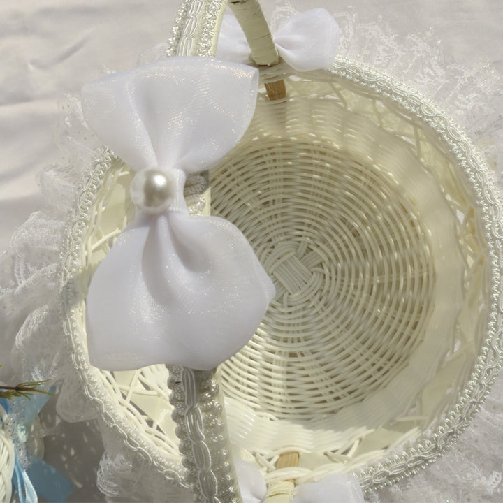 Decorative Lace Trimmed Wicker Basket Kalsten