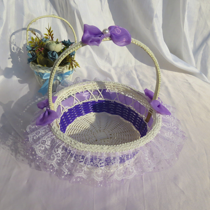 Decorative Lace Trimmed Wicker Basket Kalsten