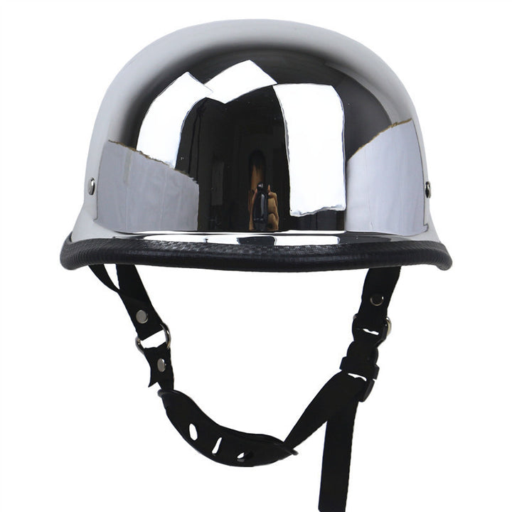 Vintage Chrome Motorcycle Helmet Kalsten