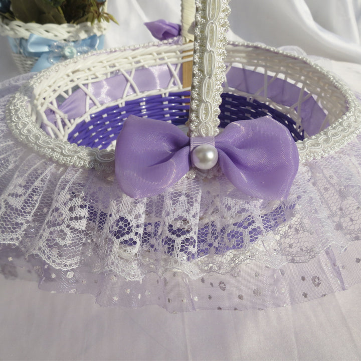 Decorative Lace Trimmed Wicker Basket Kalsten