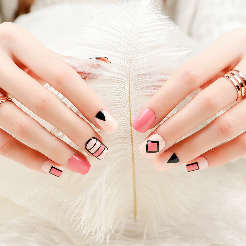 Artistic Geometric Press-On Nail Set