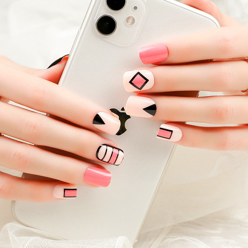 Artistic Geometric Press-On Nail Set