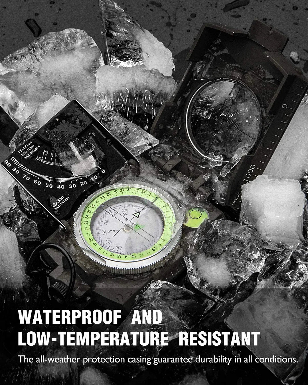 Kalsten | Multifunctional military navigation compass with inclinometer | Shockproof, waterproof compass for hiking, camping, and outdoor life