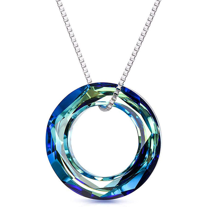 Crystal Circle Pendant Necklace Kalsten