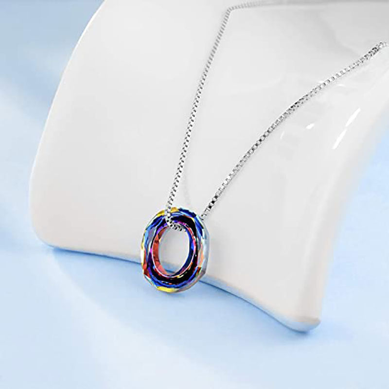 Crystal Circle Pendant Necklace Kalsten