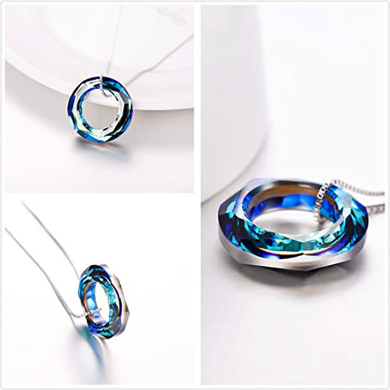 Crystal Circle Pendant Necklace Kalsten