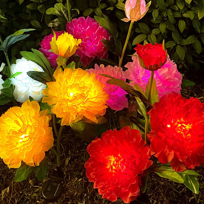 Contemporary Creative Solar Peony Flower LED Waterproof Lawn Landscape Insert Light For Outdoor Patio | Kalsten