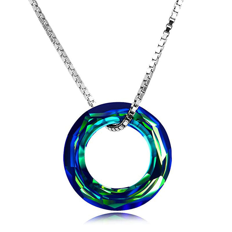 Crystal Circle Pendant Necklace Kalsten