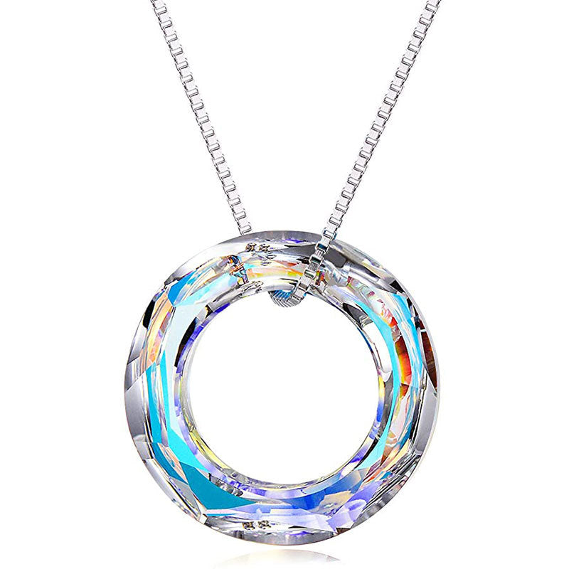 Crystal Circle Pendant Necklace Kalsten