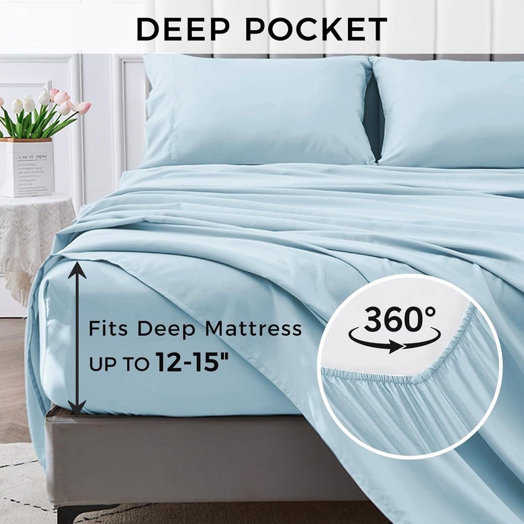 4-Piece Soft Cooling Queen Size Sheets: 14" Deep Pocket, Luxury Hotel-Grade, Shrinkage and Fade Resistant, Easy Care Bed Sheet Set | Kalsten