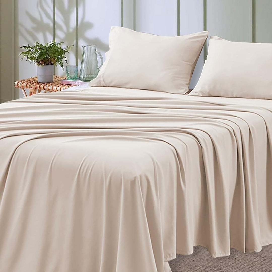 4-Piece Soft Cooling Queen Size Sheets: 14" Deep Pocket, Luxury Hotel-Grade, Shrinkage and Fade Resistant, Easy Care Bed Sheet Set | Kalsten