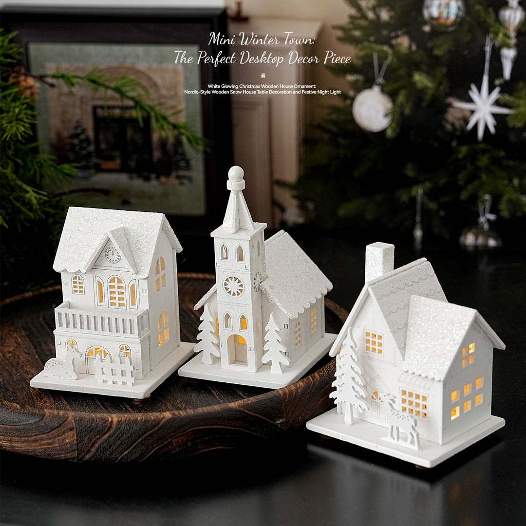 Illuminated wooden house for Christmas decoration