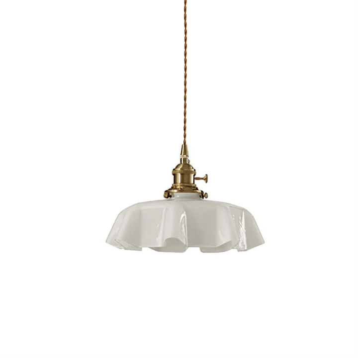 Ceramic Pendant Light 9.8 in x 5.1 in Adjustable Ceiling Indoor White Beige Pink Blue Vintage Lampshade | Kalsten