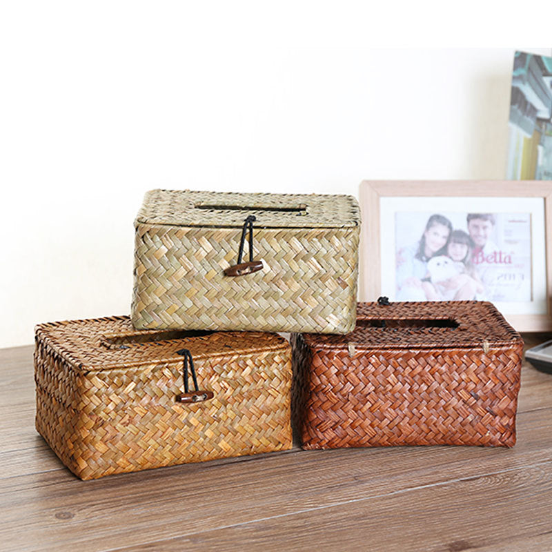 Handcrafted Woven Storage Box with Stylish Lid Kalsten