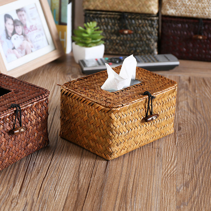 Handcrafted Woven Storage Box with Stylish Lid Kalsten