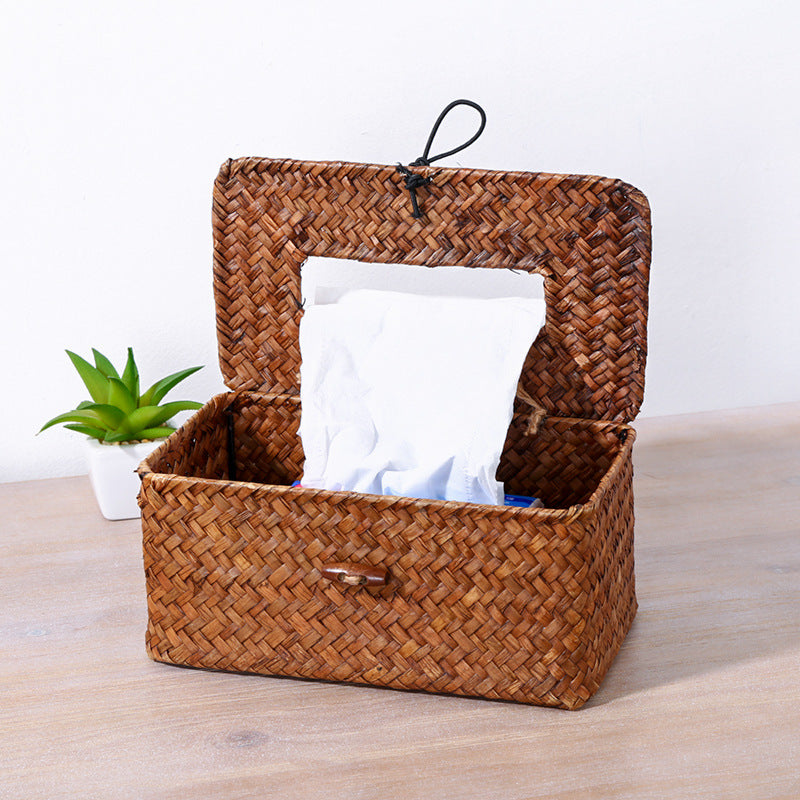 Handcrafted Woven Storage Box with Stylish Lid Kalsten