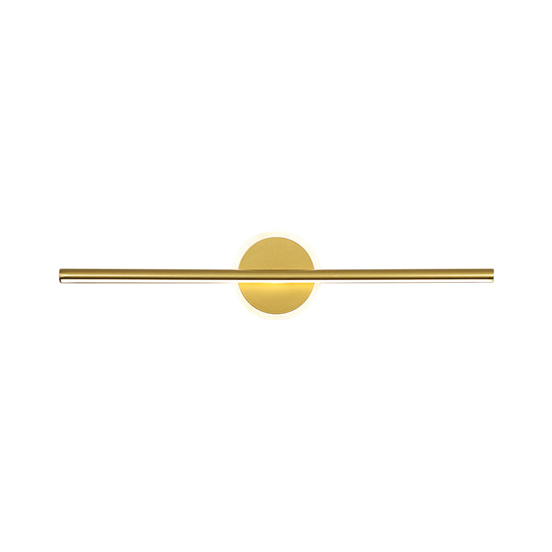 Metal Linear and Round Vanity Wall Light Minimalism LED Wall Sconce Lighting in Gold, 16"/23.5"/31.5" Wide | Kalsten