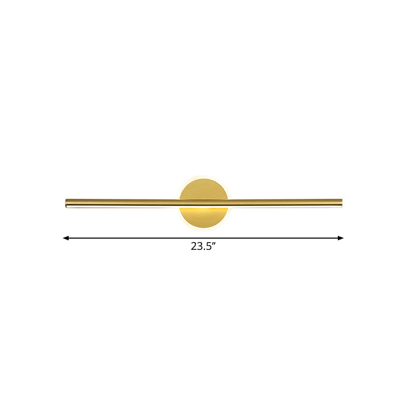 Metal Linear and Round Vanity Wall Light Minimalism LED Wall Sconce Lighting in Gold, 16"/23.5"/31.5" Wide | Kalsten
