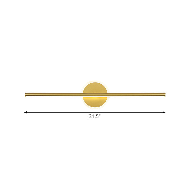 Metal Linear and Round Vanity Wall Light Minimalism LED Wall Sconce Lighting in Gold, 16"/23.5"/31.5" Wide | Kalsten