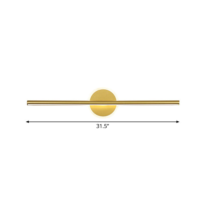 Metal Linear and Round Vanity Wall Light Minimalism LED Wall Sconce Lighting in Gold, 16"/23.5"/31.5" Wide | Kalsten