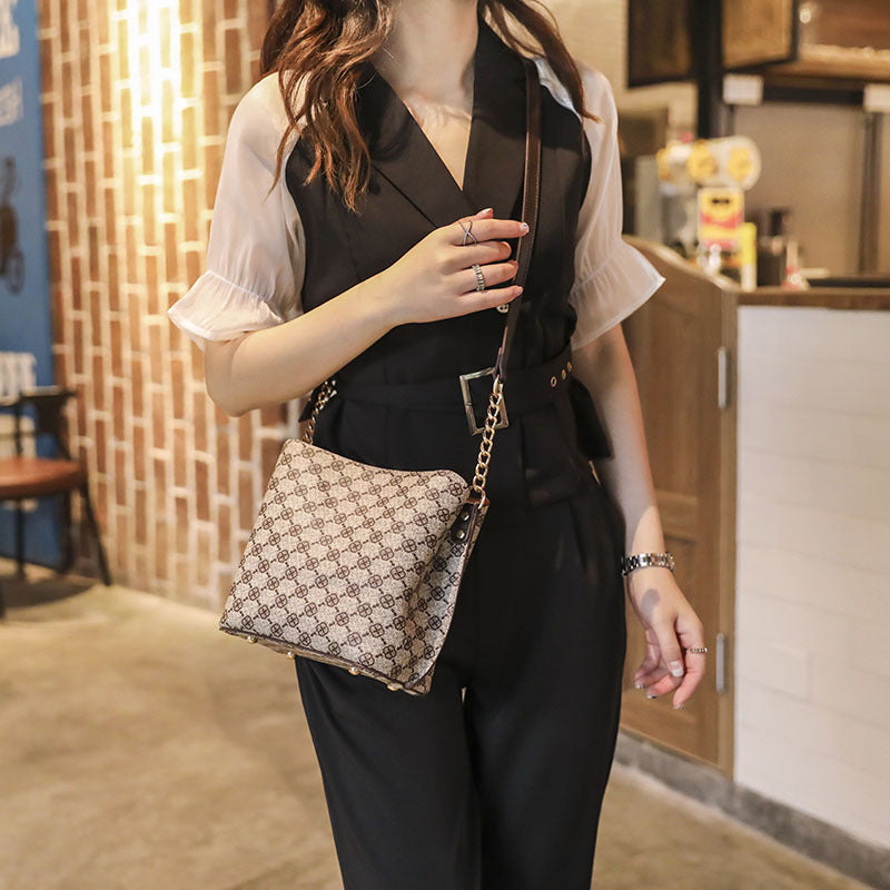Chain-Handled Canvas Tote Bag