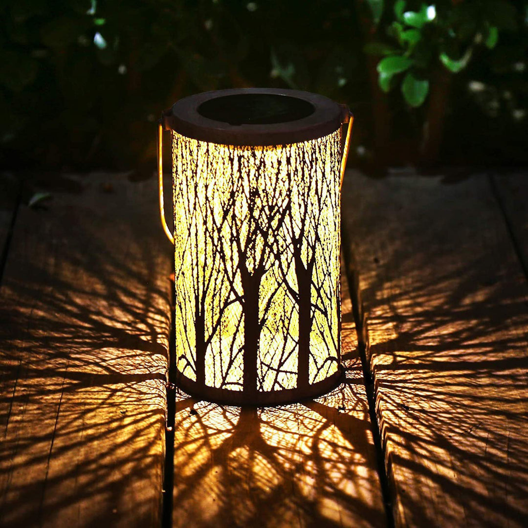 Modern Art Deco Solar Cylinder Skeleton Lantern Iron LED Outdoor Landscape Light For Garden | Kalsten
