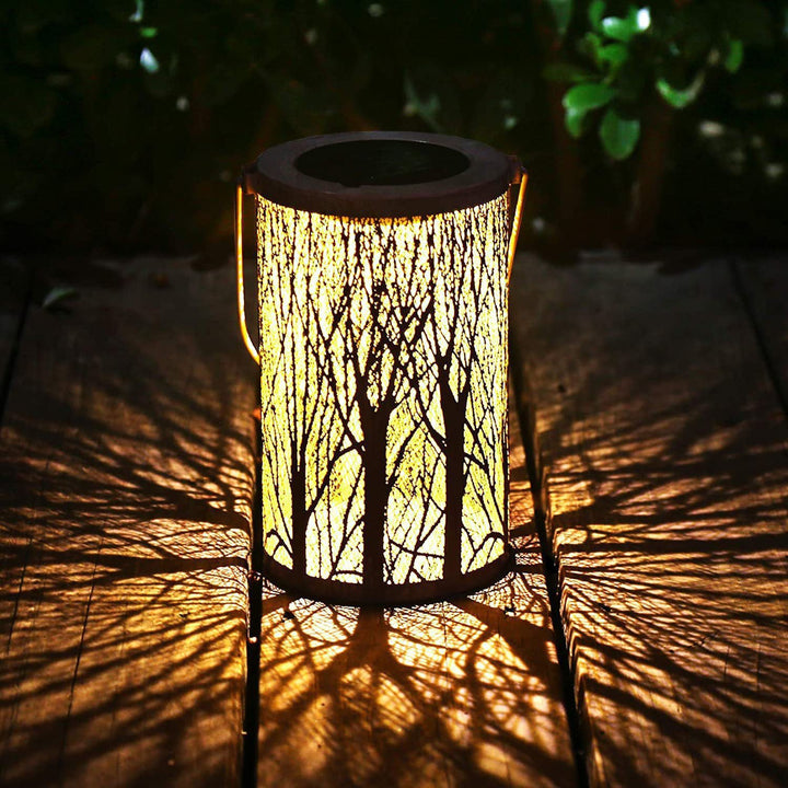 Modern Art Deco Solar Cylinder Skeleton Lantern Iron LED Outdoor Landscape Light For Garden | Kalsten