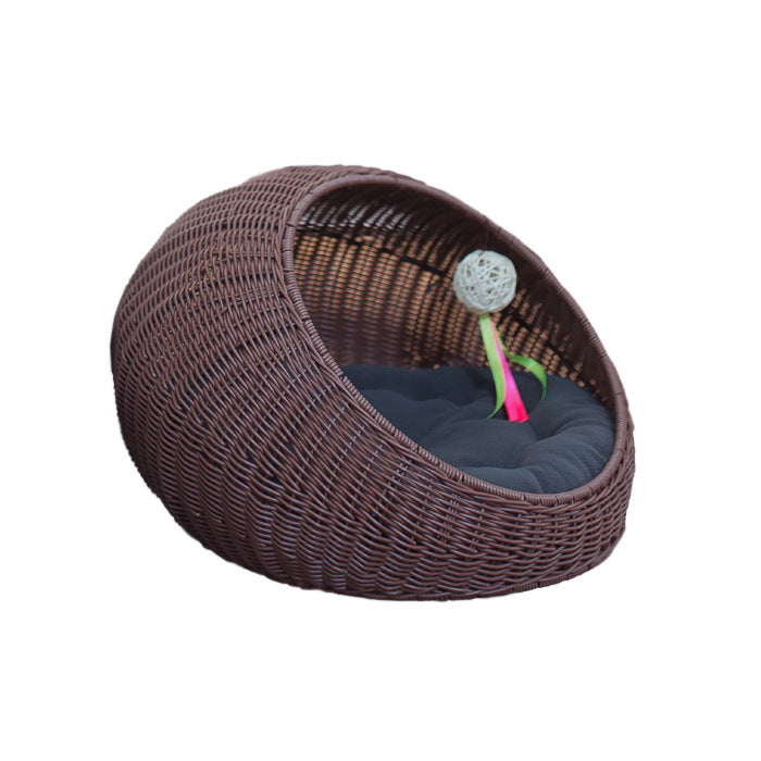 Cozy cat bed made of woven natural material Kalsten