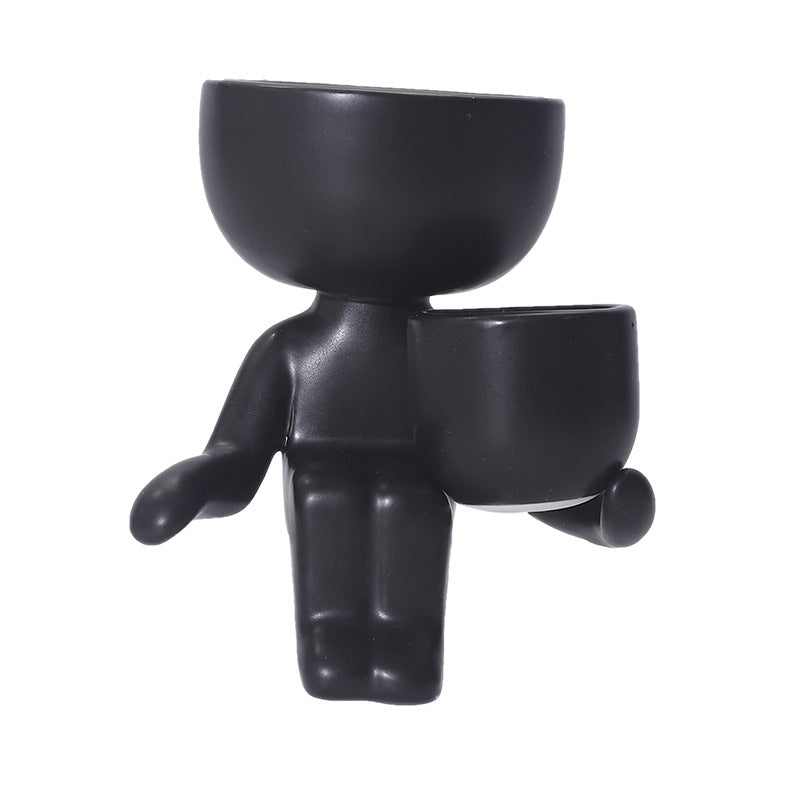Sculptural Matte Ceramic Two-Tier Planter And Tea-Light Holder
