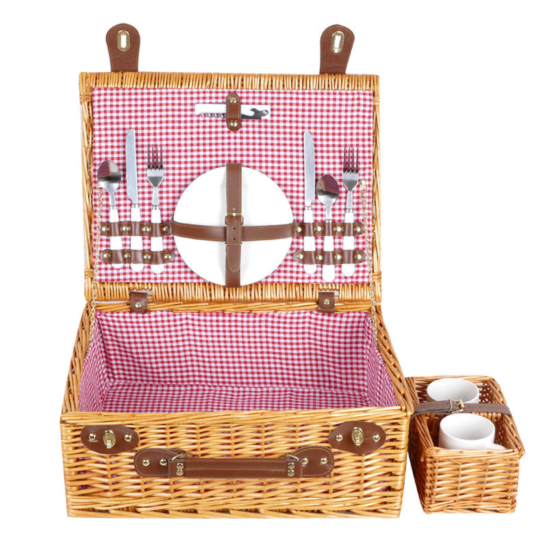 Ladies luxurious picnic basket with integrated crockery set and insulated cooler compartment Kalsten