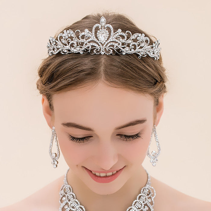 Ladies Sparkling Crystal Tiara with Filigree Design Kalsten