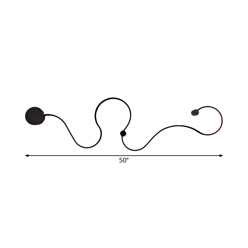 Metal Snake-Like Wall Sconce Lighting Simplicity 25.5"/50" W LED Wall Mount Lamp in Black, Warm/White Light | Kalsten
