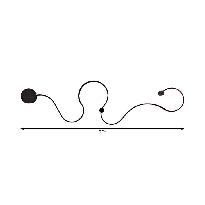 Metal Snake-Like Wall Sconce Lighting Simplicity 25.5"/50" W LED Wall Mount Lamp in Black, Warm/White Light | Kalsten