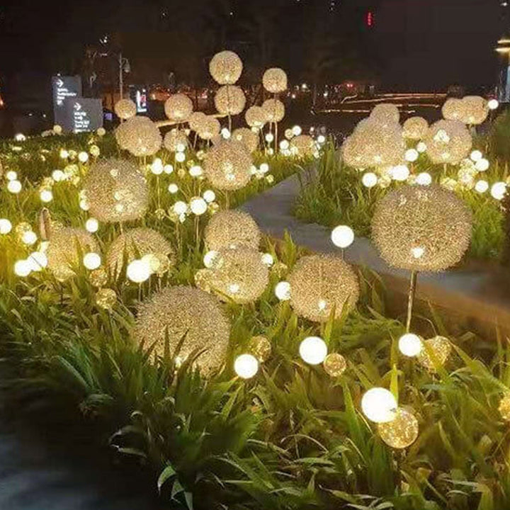 Solar Dandelion Aluminum Wire Globe Light LED Outdoor Waterproof Luminous Garden Insert Ground Landscape Light | Kalsten