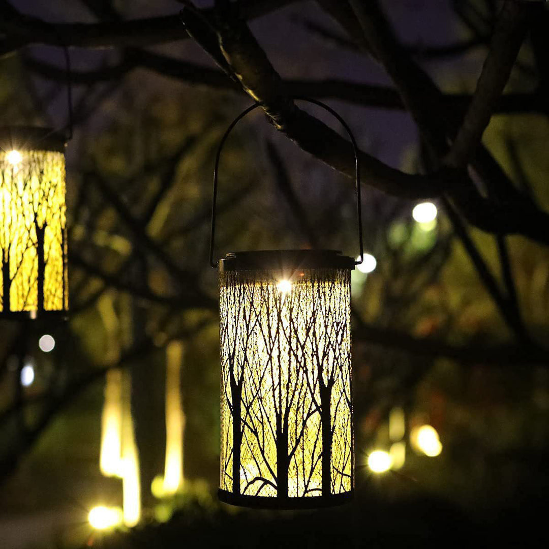 Modern Art Deco Solar Cylinder Skeleton Lantern Iron LED Outdoor Landscape Light For Garden | Kalsten