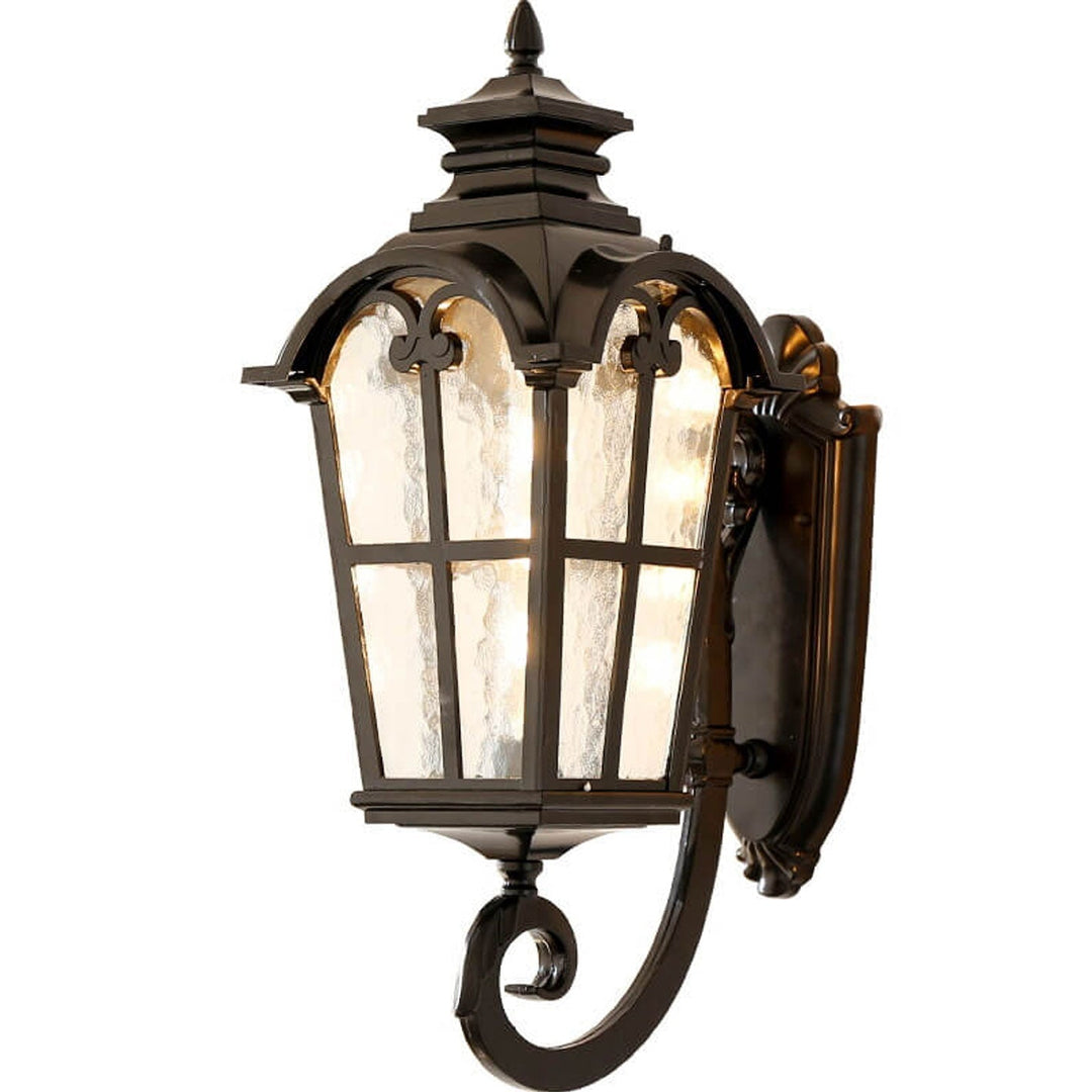 European Retro Glass Aluminum Lantern Outdoor Waterproof 1-Light Wall Sconce Lamp | Kalsten