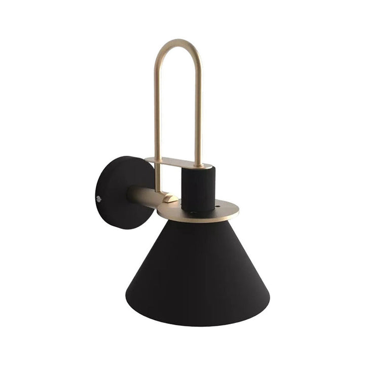 Black/White/Green Cone Wall Lamp Macaron 1-Light Metal Wall Mounted Light with Arched Arm for Bedroom, Warm/White Light | Kalsten