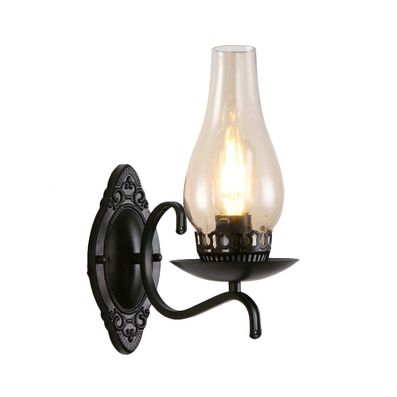 Kalsten | Single-arm Wall Light Industrial Hall Wall Light with Kerosene Clear/Frosted Glass Shade in Copper/Bronze