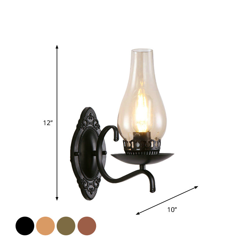 Kalsten | Single-arm Wall Light Industrial Hall Wall Light with Kerosene Clear/Frosted Glass Shade in Copper/Bronze