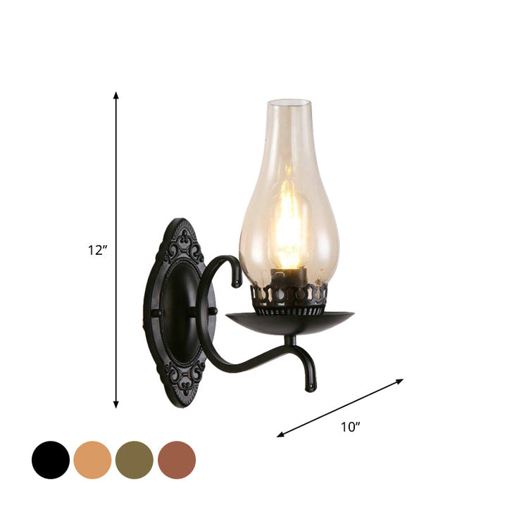Kalsten | Single-arm Wall Light Industrial Hall Wall Light with Kerosene Clear/Frosted Glass Shade in Copper/Bronze