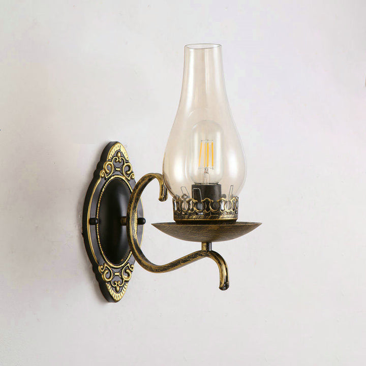 Kalsten | Single-arm Wall Light Industrial Hall Wall Light with Kerosene Clear/Frosted Glass Shade in Copper/Bronze