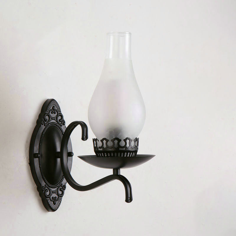 Kalsten | Single-arm Wall Light Industrial Hall Wall Light with Kerosene Clear/Frosted Glass Shade in Copper/Bronze