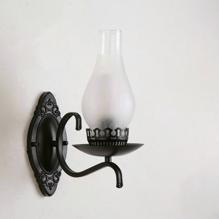 Kalsten | Single-arm Wall Light Industrial Hall Wall Light with Kerosene Clear/Frosted Glass Shade in Copper/Bronze