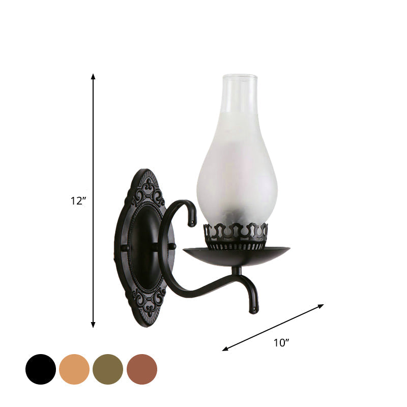 Kalsten | Single-arm Wall Light Industrial Hall Wall Light with Kerosene Clear/Frosted Glass Shade in Copper/Bronze