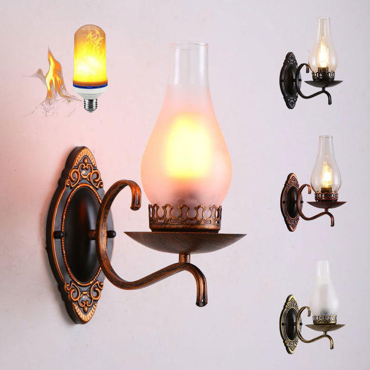 Kalsten | Single-arm Wall Light Industrial Hall Wall Light with Kerosene Clear/Frosted Glass Shade in Copper/Bronze
